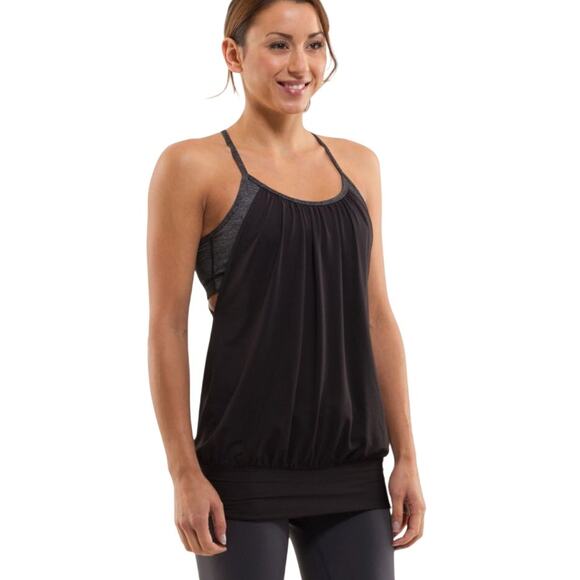 lululemon athletica Tops - Lululemon No Limit Tank in Charcoal / White Pinstripe size 6